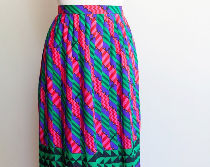 1990s colorful abstract pleated skirt, Small