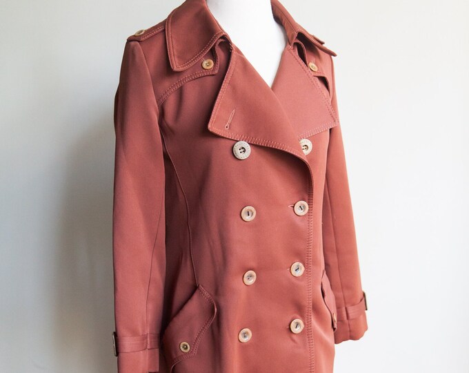 1970s 70s Saks fifth Avenue copper brown trench coat, Medium