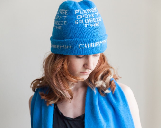 please don't squeeze the Charmin hat scarf, Small/Medium