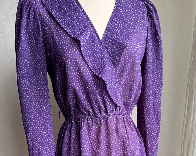 80s sheer purple heart dress, vintage sheer dress, Small/med