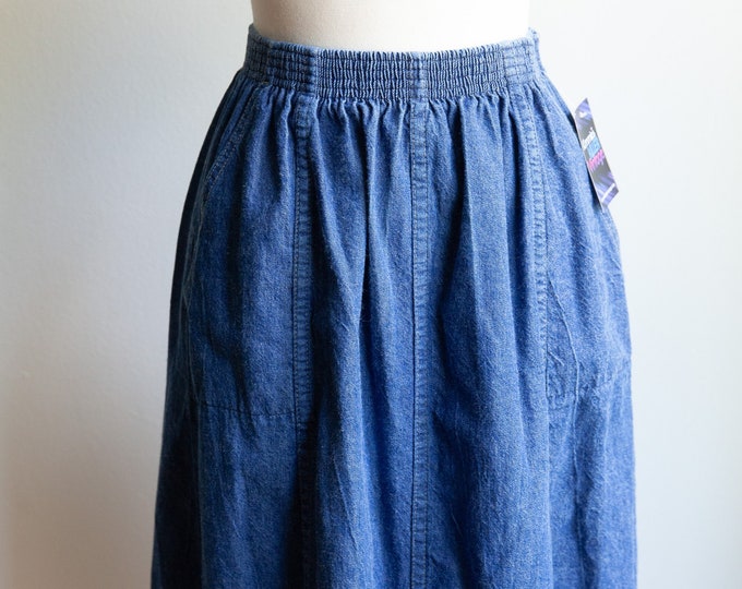70s denim skirt, high waisted denim skirt, XS/small