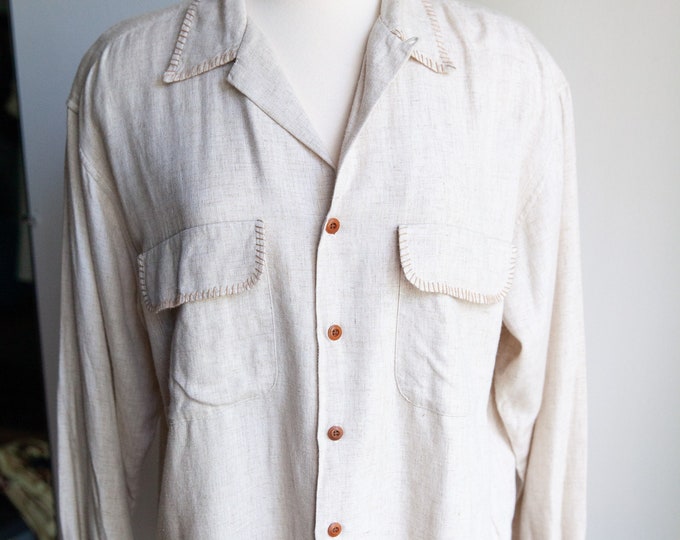 vintage Ralph Lauren linen blouse, 1980s Ralph Lauren Country linen blend shirt, med/large