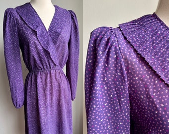 vintage purple heart sheer dress, 1980s 80s sheer purple heart dress, vintage sheer dress, Small/med