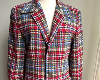 Vintage color me plaid blazer, 1980s 80s plaid blazer, vintage plaid blazer, vintage Liz Claiborne, MED