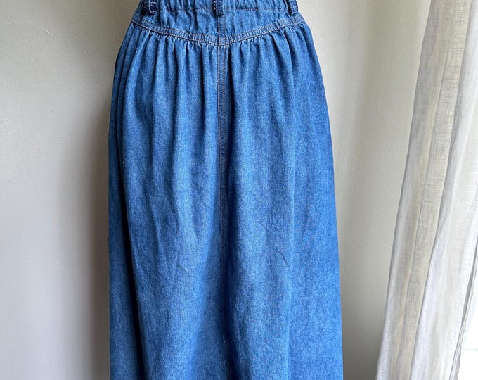 70s denim skirt, high waisted denim skirt, small/med
