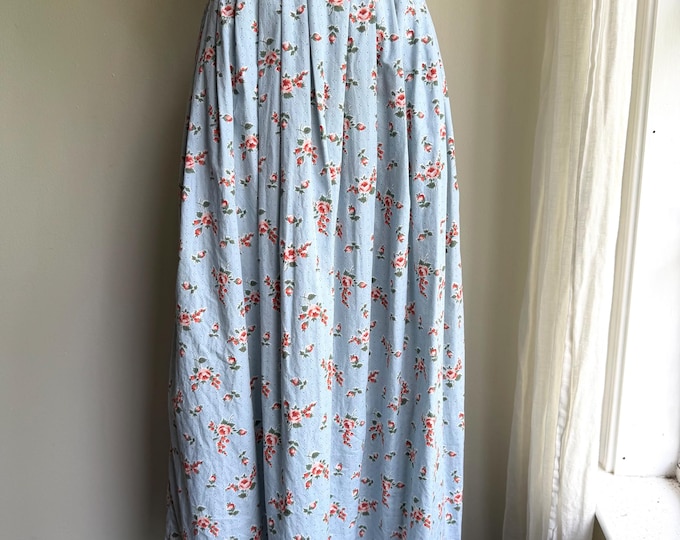 80s Ralph Lauren blue floral cotton skirt,  small