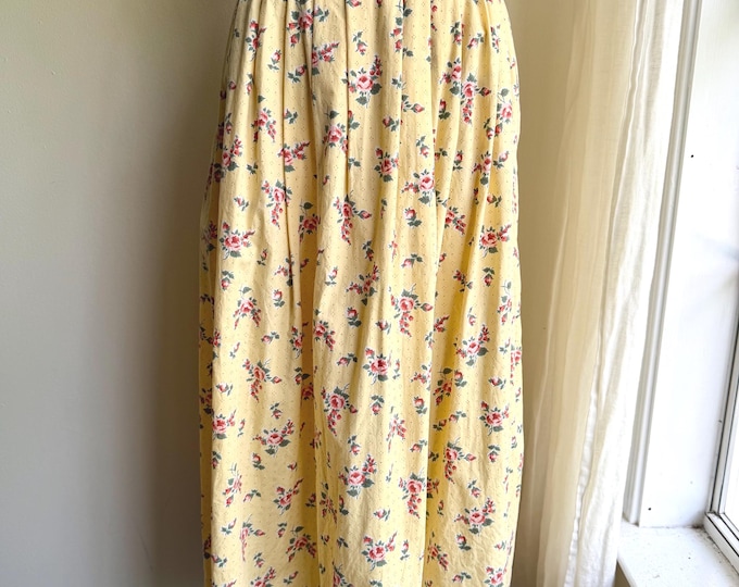 80s Ralph Lauren yellow floral cotton skirt, small