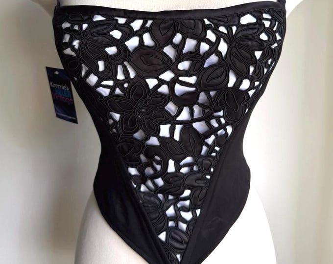vintage corset top, 90s cutout corset top, XXS/XS