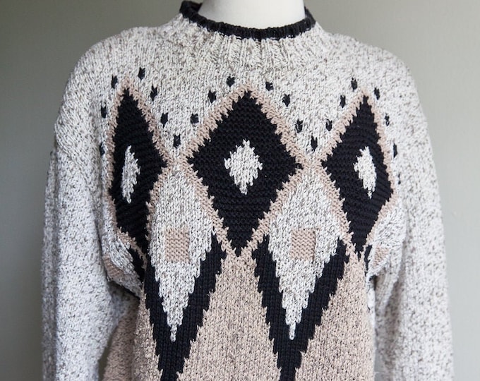 80s vintage Liz Wear sweater, 80s sweater, 80s fashion, vintage abstract sweater