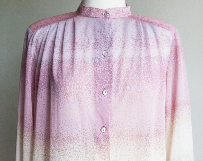 70s vintage fade to pink blouse, 70s Alex Coleman blouse, 70s ombre' blouse, 70s boho blouse, 70s style