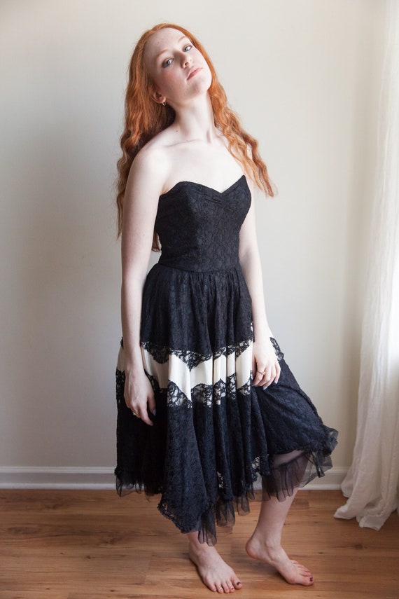 Vintage Betsey Johnson lace midi dress, 1990s 90s 