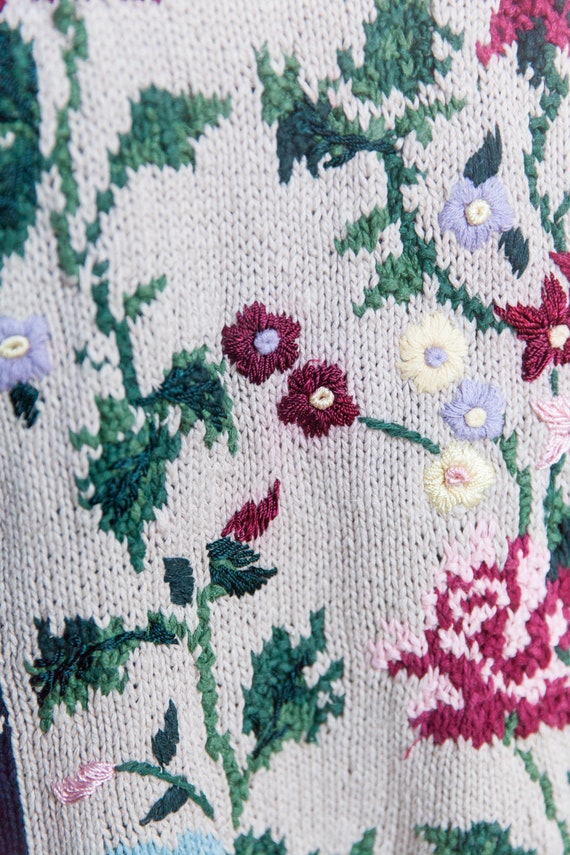 Vintage English Garden Embroidered Sweater, 1990s 90s Vintage English Garden Embroidered Sweater, 1990s 90s
