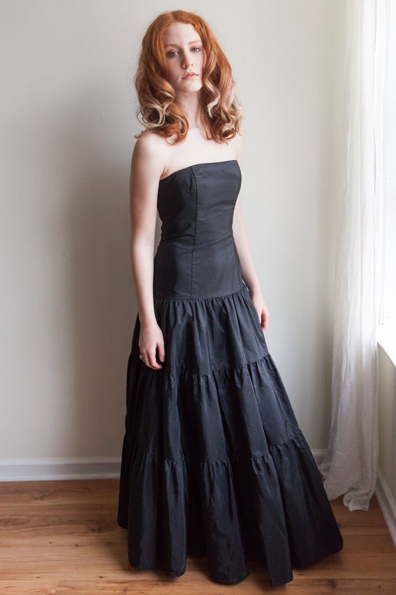 vintage Jessica McClintock black tiered dress, 19… - image 4