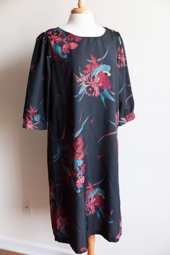 80s vintage tropical flower dress, 80s vintage fl… - image 4
