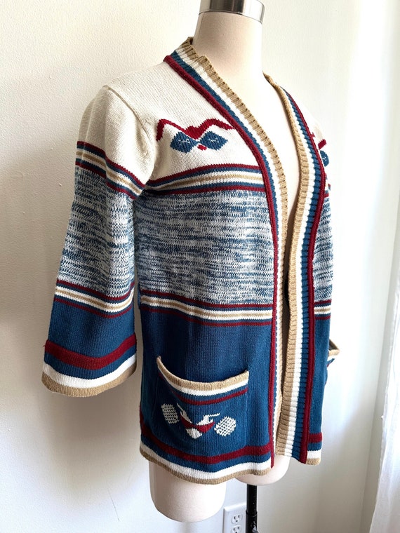 vintage boho hippy cardigan, 1970s 70s boho cardig