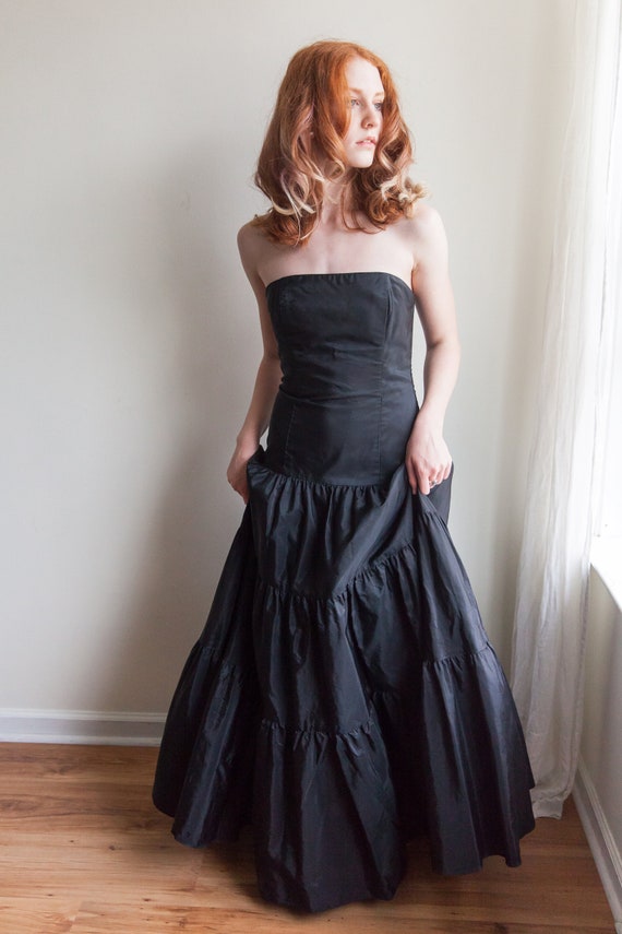 vintage Jessica McClintock black tiered dress, 19… - image 3
