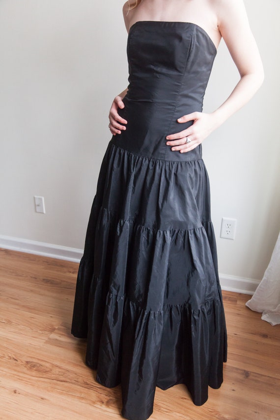 vintage Jessica McClintock black tiered dress, 19… - image 8