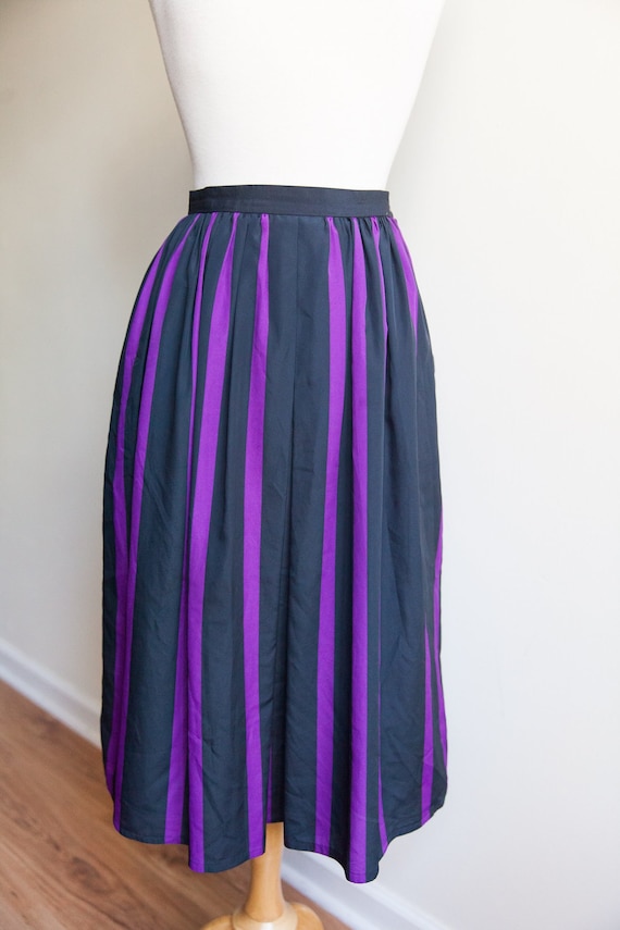 vintage striped pleated skirt, 1980s 80s striped h