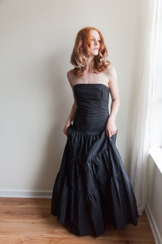 vintage Jessica McClintock black tiered dress, 19… - image 1