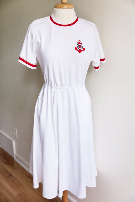 vintage anchors away nautical dress , 1990s 90s n… - image 1