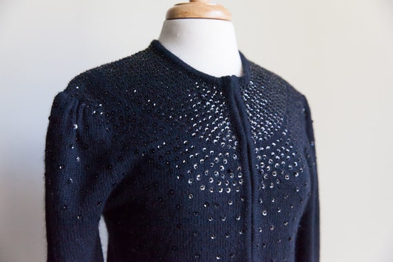 vintage black sequin sweater, 1990s 90s black seq… - image 3