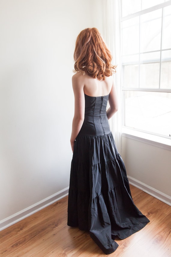 vintage Jessica McClintock black tiered dress, 19… - image 6
