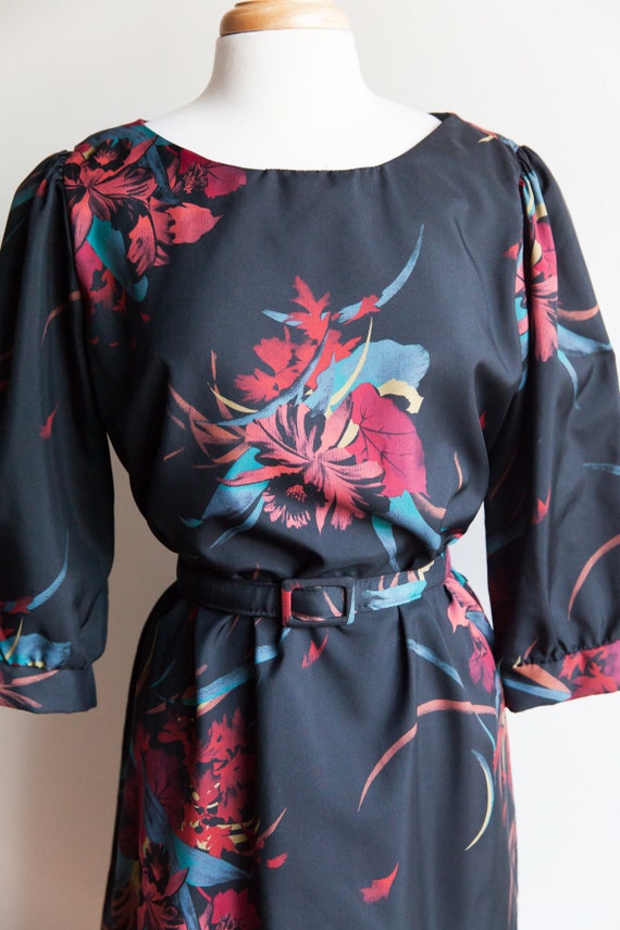 80s vintage tropical flower dress, 80s vintage fl… - image 2