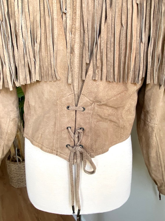 vintage southwest fringe jacket, 1980s 80s suede … - image 6
