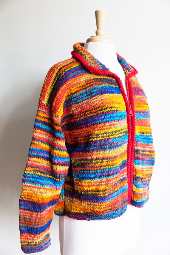 vintage rainbow dreams hand knit cardigan, vintage