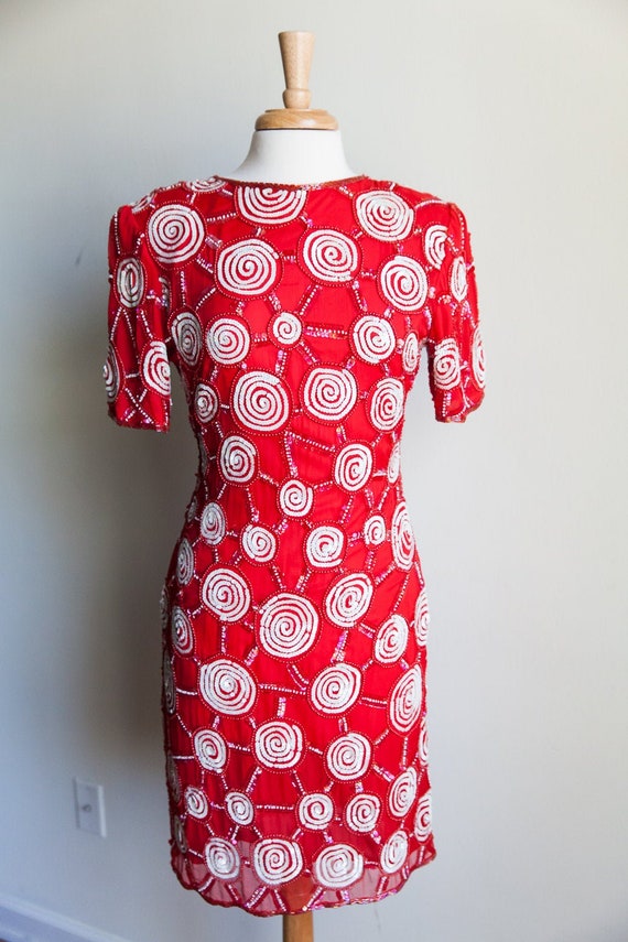 80s sequin peppermint party dress, 80s party dress
