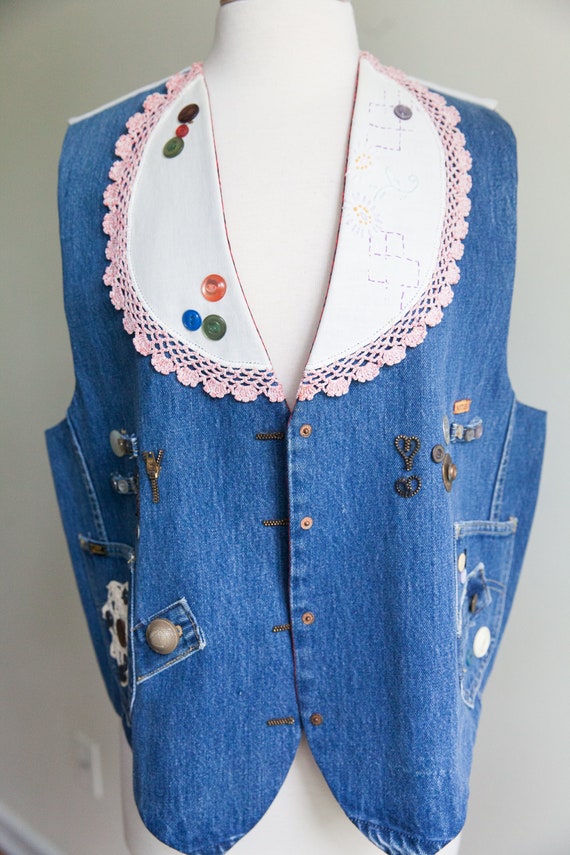 Vintage Embroidered Denim Vest | The Picky Stitches C… - Gem