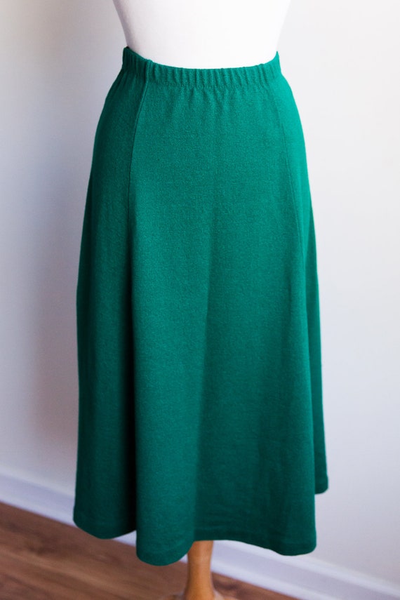 vintage green & gold knit skirt set, 1970s Christ… - image 5