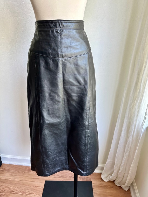80s high waisted leather skirt, vintage leather sk