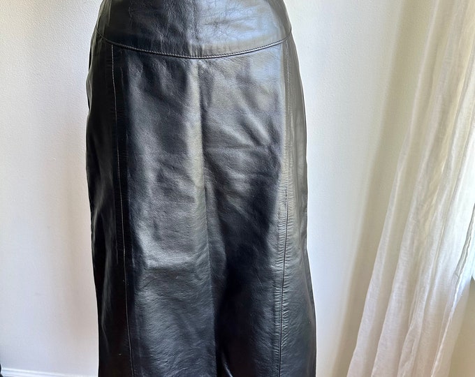 80s high waisted leather skirt, vintage high waisted skirt, Small