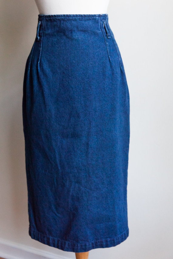 80s vintage denim pencil skirt, vintage denim shir