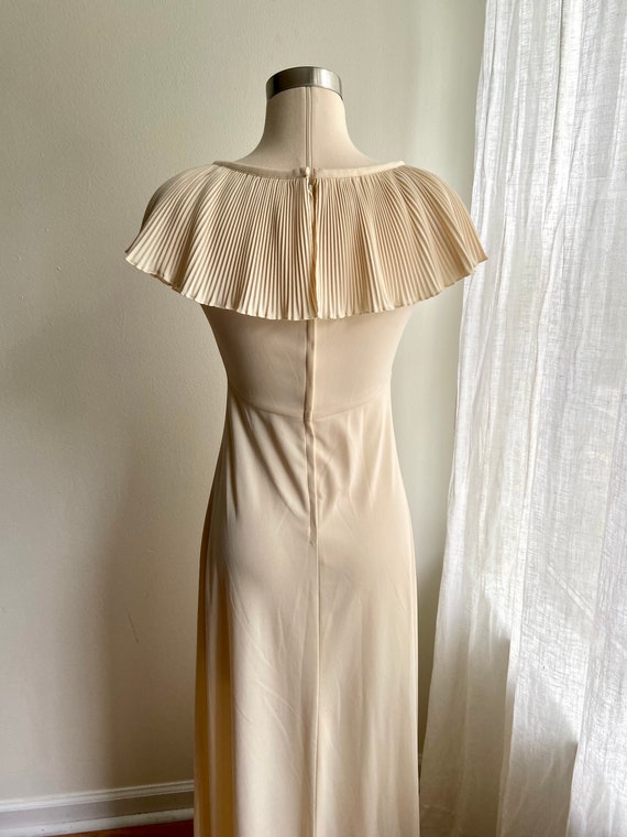 vintage ivory cream maxi dress, 1970s 70s ivory p… - image 4