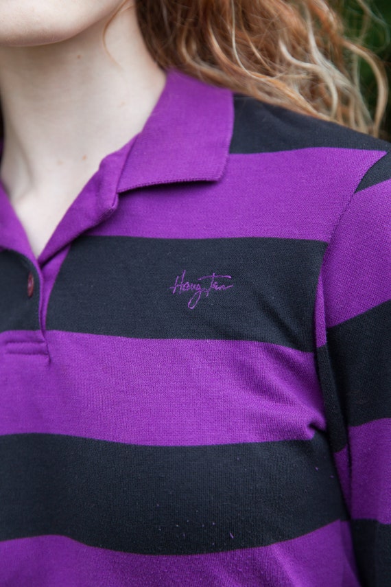 vintage striped rugby shirt, 1980s 80s striped hang t… Gem