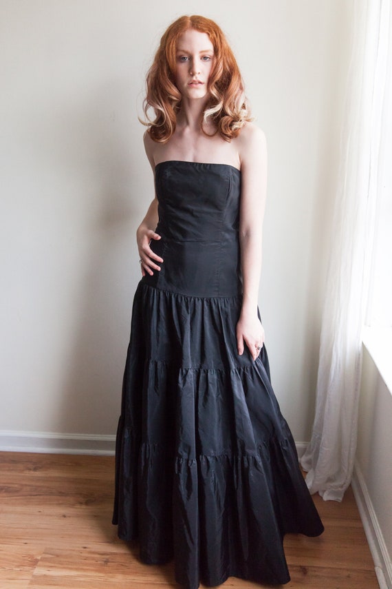 vintage Jessica McClintock black tiered dress, 19… - image 2