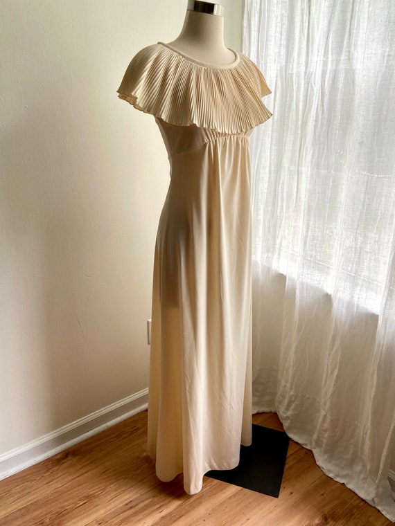 vintage ivory cream maxi dress, 1970s 70s ivory p… - image 2