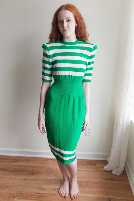 green and white knit dress Missoni // Green & White Mesh Knit Dress – VSP Consignment