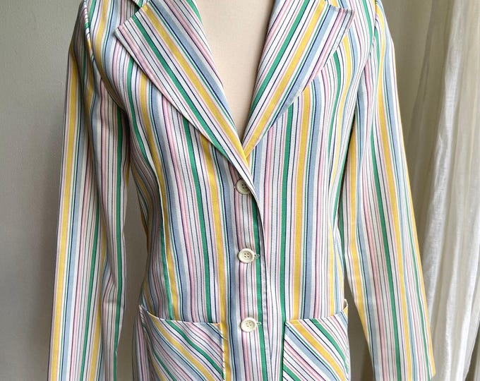 vintage Wrangler jacket, 70s striped Wrangler denim blazer,  medium
