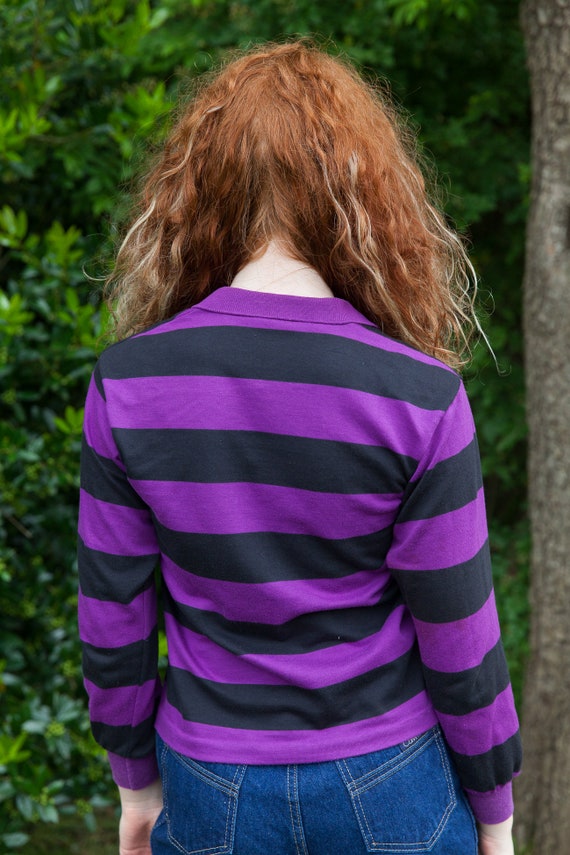 vintage striped rugby shirt, 1980s 80s striped hang t… Gem