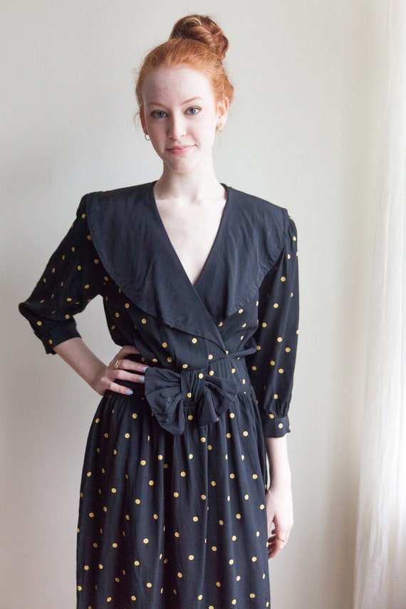 vintage polka dot fever midi dress, 1980s 80s pol… - image 1