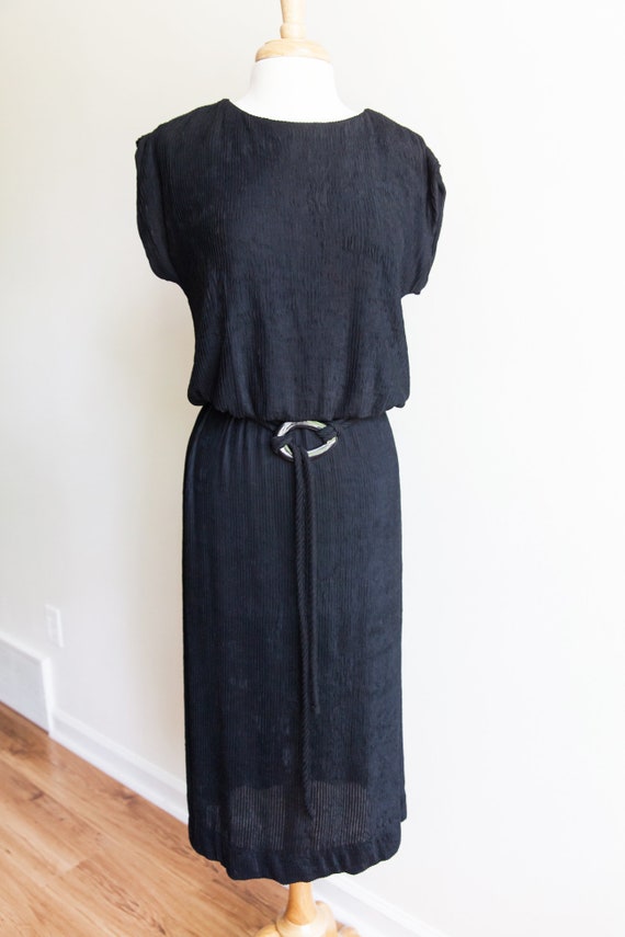 Vintage 80s 90s Red Pleated Midi Dress 12 14 main image 0