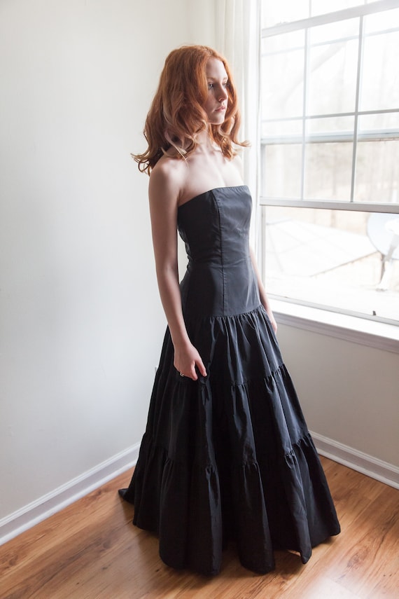 vintage Jessica McClintock black tiered dress, 19… - image 7