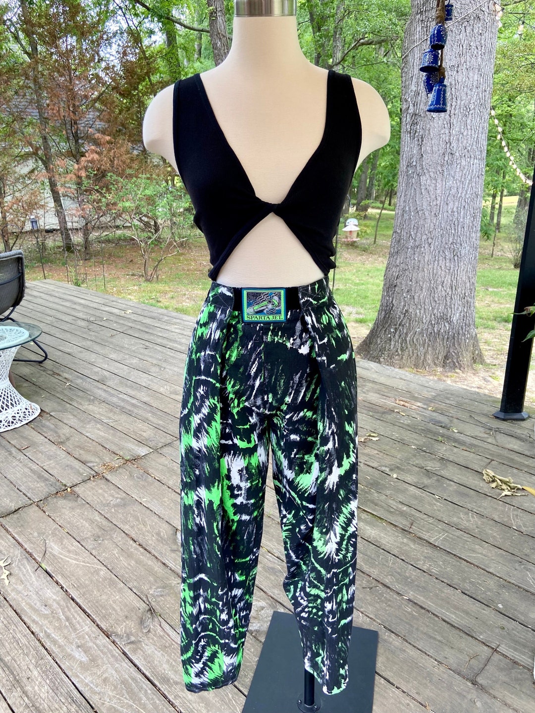 Vintage Baggy Beach Pants 1980s 80s Neon Green Baggy Beach Etsy