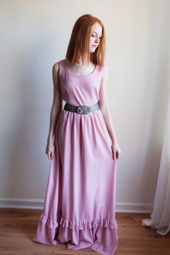 80s vintage pretty in pink maxi dress, vintage max