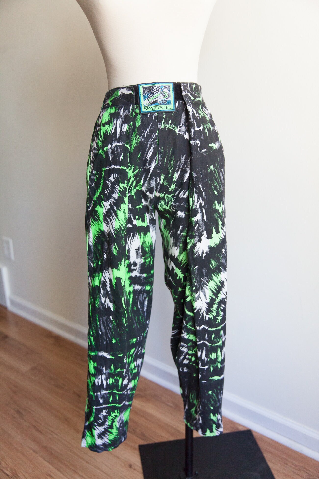 Vintage Baggy Beach Pants 1980s 80s Neon Green Baggy Beach Etsy