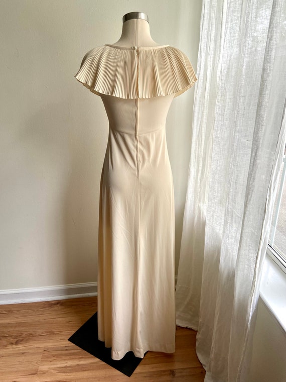 vintage ivory cream maxi dress, 1970s 70s ivory p… - image 3