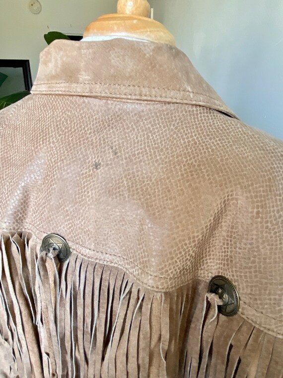 vintage southwest fringe jacket, 1980s 80s suede … - image 9